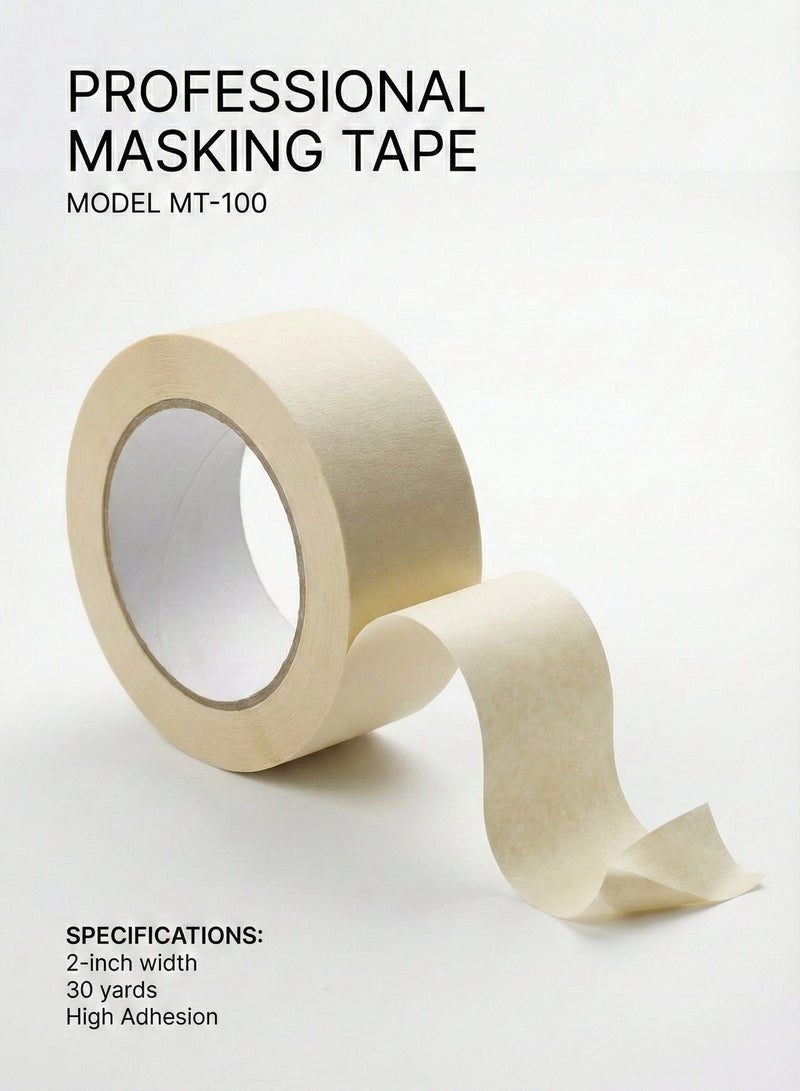 AKSONZ Premium Masking Tape 2 Inch x 30 Yards Beige Painter's Tape, No Residue Clean Removal Paper Tape for Painting, Decorating, General Purpose DIY Home, Office, School Stationery & Industrial Arts [Pack of 4 Rolls] - Image 1